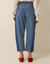 Natalie Contrast Barrel Jeans, Blue (MID AUTHENTIC BLUE), large