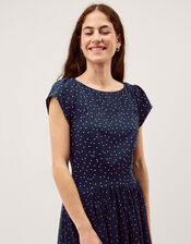 Caitie Polka Dot Midi Dress, Blue (NAVY), large