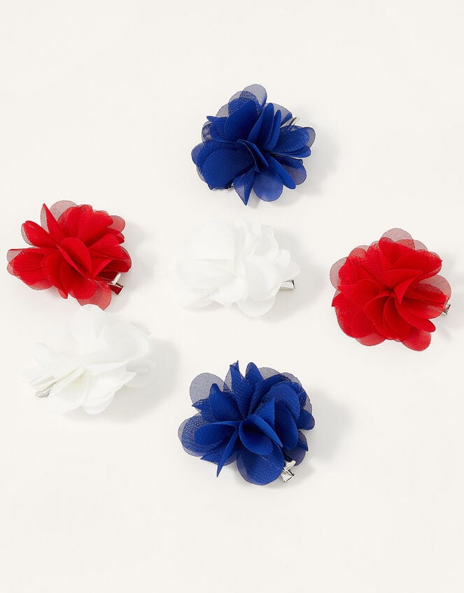 Pom-Pom Flower Hair Clips 6 Pack, , large