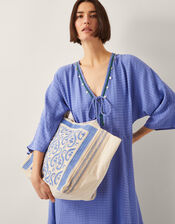 Valli Embroidered Canvas Beach Bag, , large