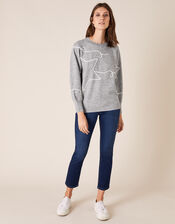 Cornelli Star Knit Jumper, Grey (GREY MARL), large