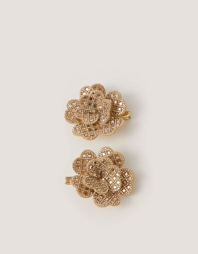 2-Pack Rhinestone Flower Hair Clips, , large