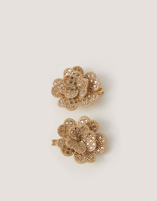 2-Pack Rhinestone Flower Hair Clips, , large