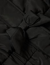 Frill Bow Hooded Coat, Black (BLACK), large