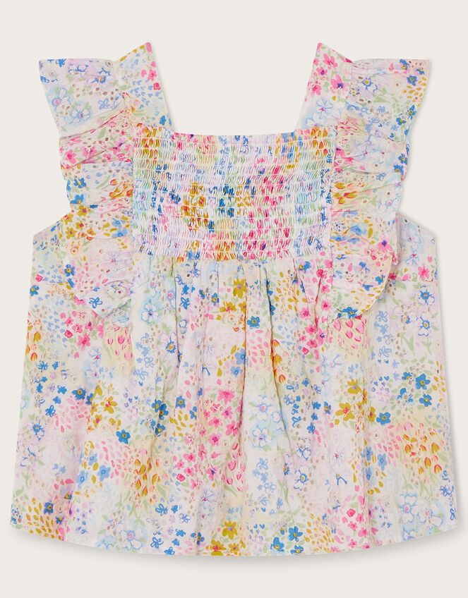 Floral Print Broderie Blouse, Multi (MULTI), large
