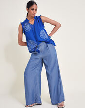 Meena Embroidered Top, Blue (COBALT), large