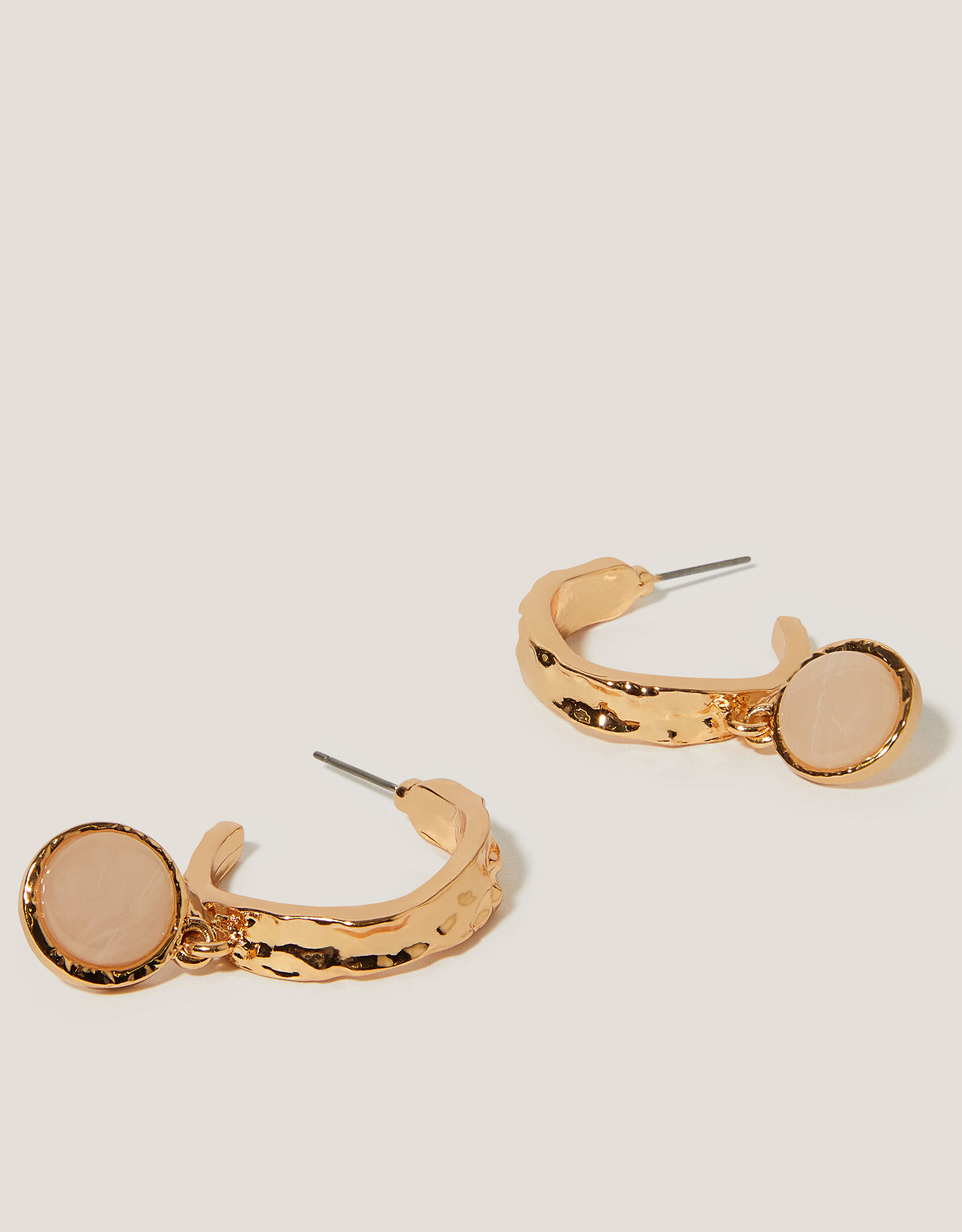 Gem Drop Hammered Hoop Earrings