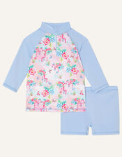 Flamingo Print Sunsafe Swim Set in Recycled Polyester, Pink (PINK), large