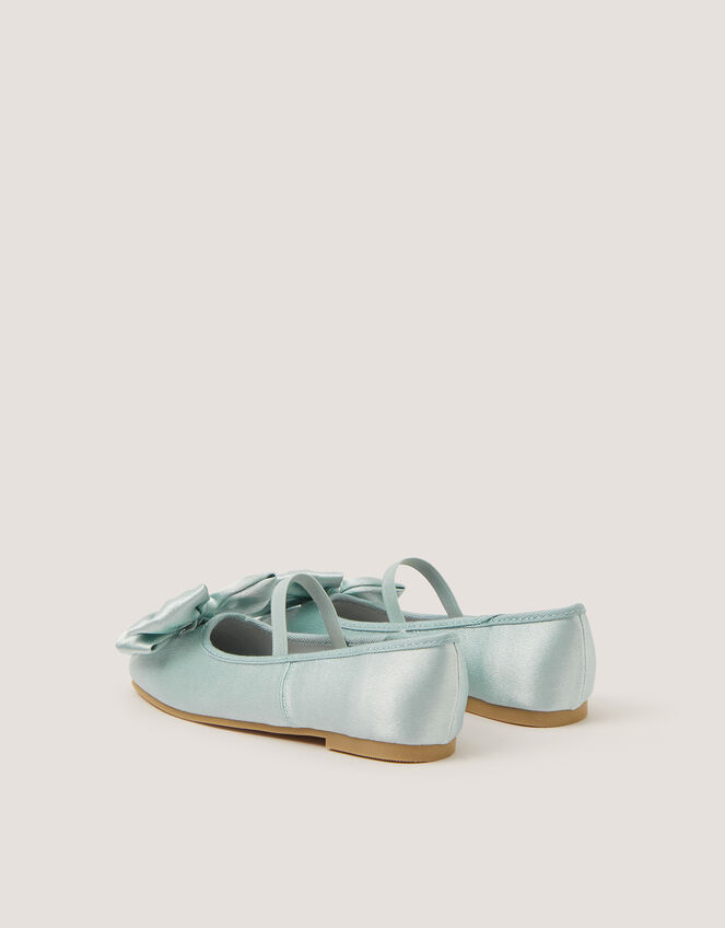 Bow Satin Ballet Flats, Green (SAGE), large