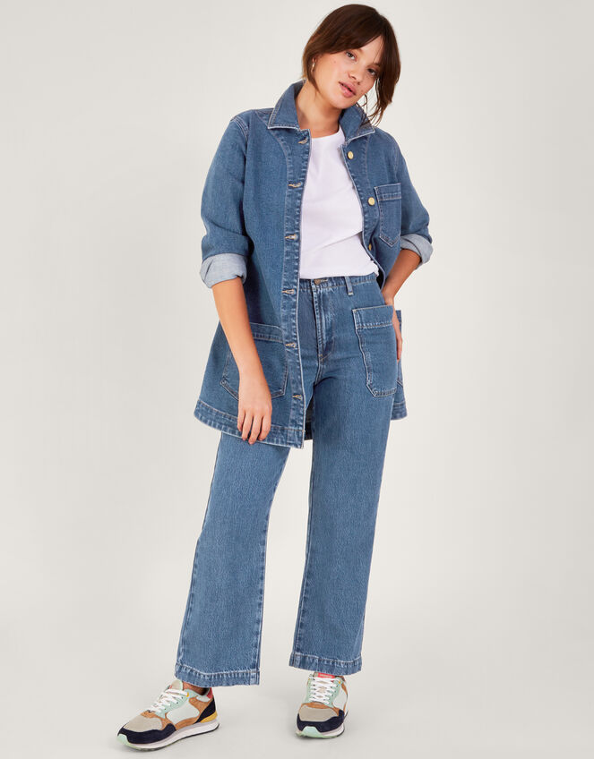 Mindy Longline Denim Jacket, Blue (DENIM BLUE), large