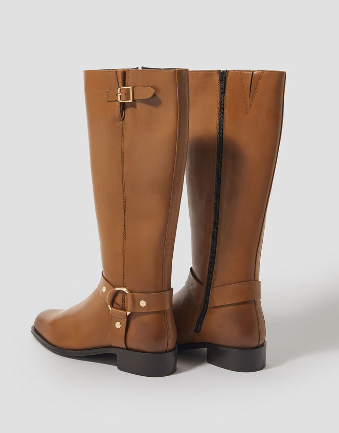 Leyla Leather Knee High Boots, Tan (TAN), large