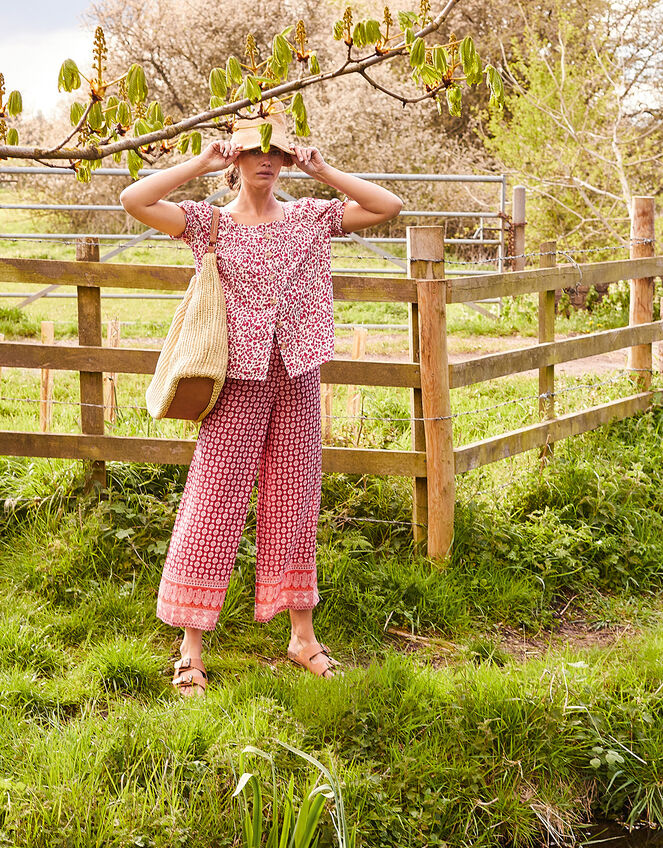 Jade Printed Trousers in LENZING™ ECOVERO™, Red (RED), large