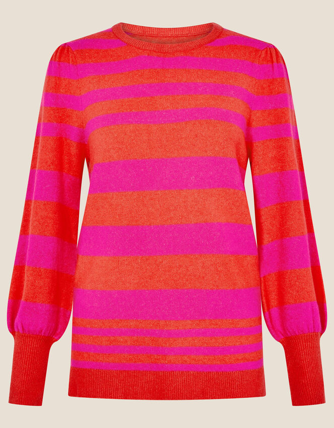Elsa Stripe Button Detail Jumper, Pink (PINK), large