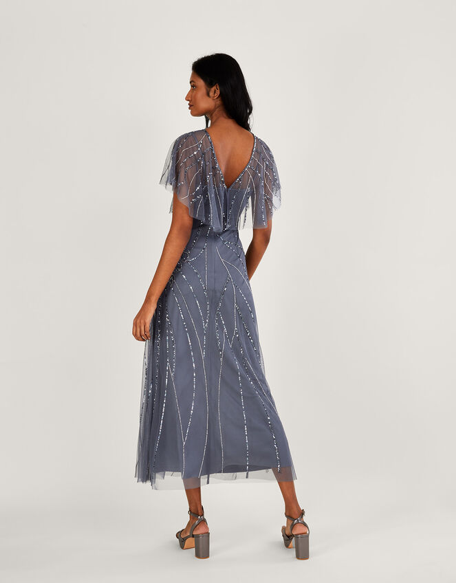 Sienna Embroidered Shorter Length Maxi Dress, Blue (DARK BLUE), large