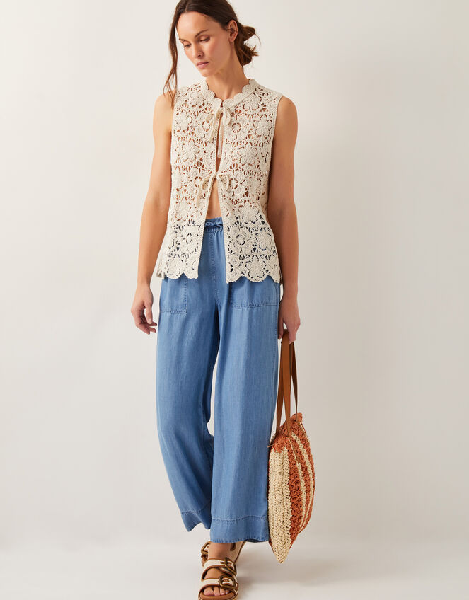 Ren Crochet Waistcoat, Ivory (IVORY), large