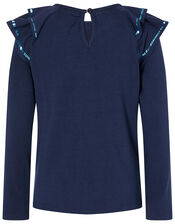 Rainbow Unicorn Long Sleeve Top, Blue (NAVY), large