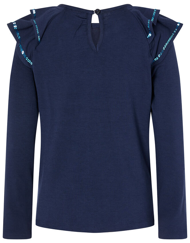 Rainbow Unicorn Long Sleeve Top, Blue (NAVY), large