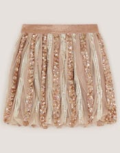 Sequin Stripe Disco Skirt, Gold (GOLD), large