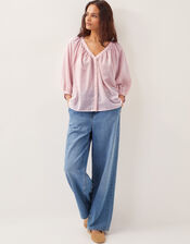 Avery Stripe Blouse, Pink (PINK), large