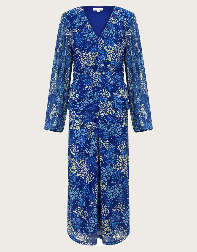 Micola Print Mesh Dress, Blue (BLUE), large