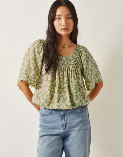 Ania Batik Print Top, Green (GREEN), large
