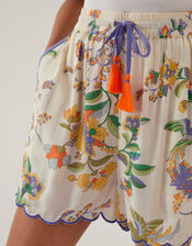 Kaia Scallop Floral Shorts, Ivory (IVORY), large