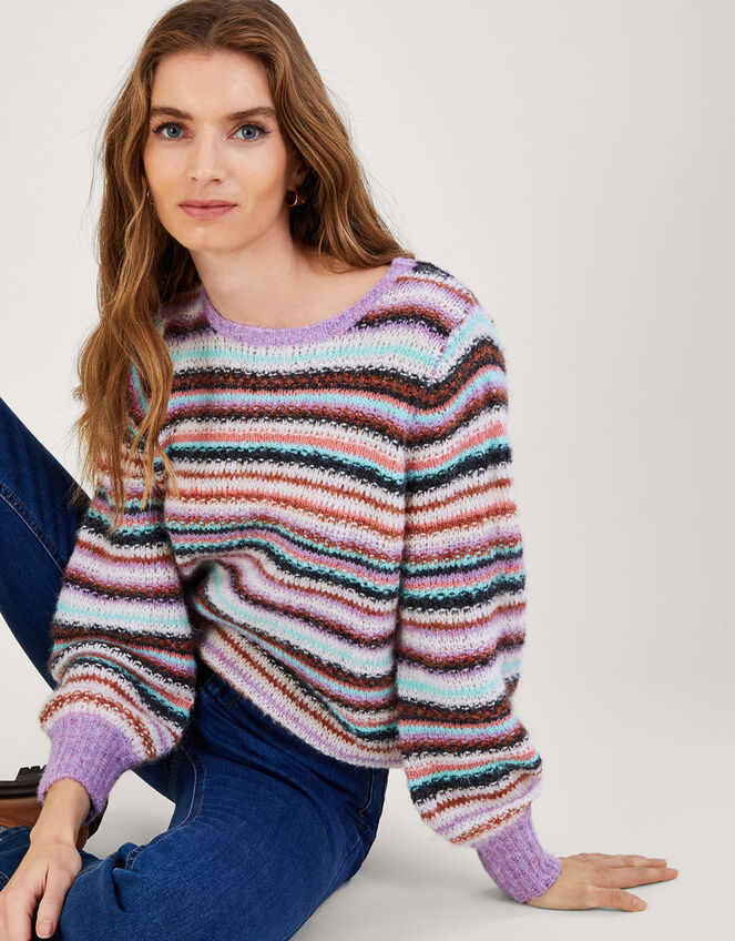 Stripe Jumper with Recycled Polyester Purple