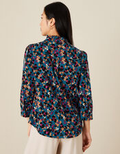 Aria Animal Print Jersey Shirt, Teal (TEAL), large