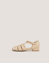 Bobbi Fisherman Leather Sandals, Ivory (IVORY), large