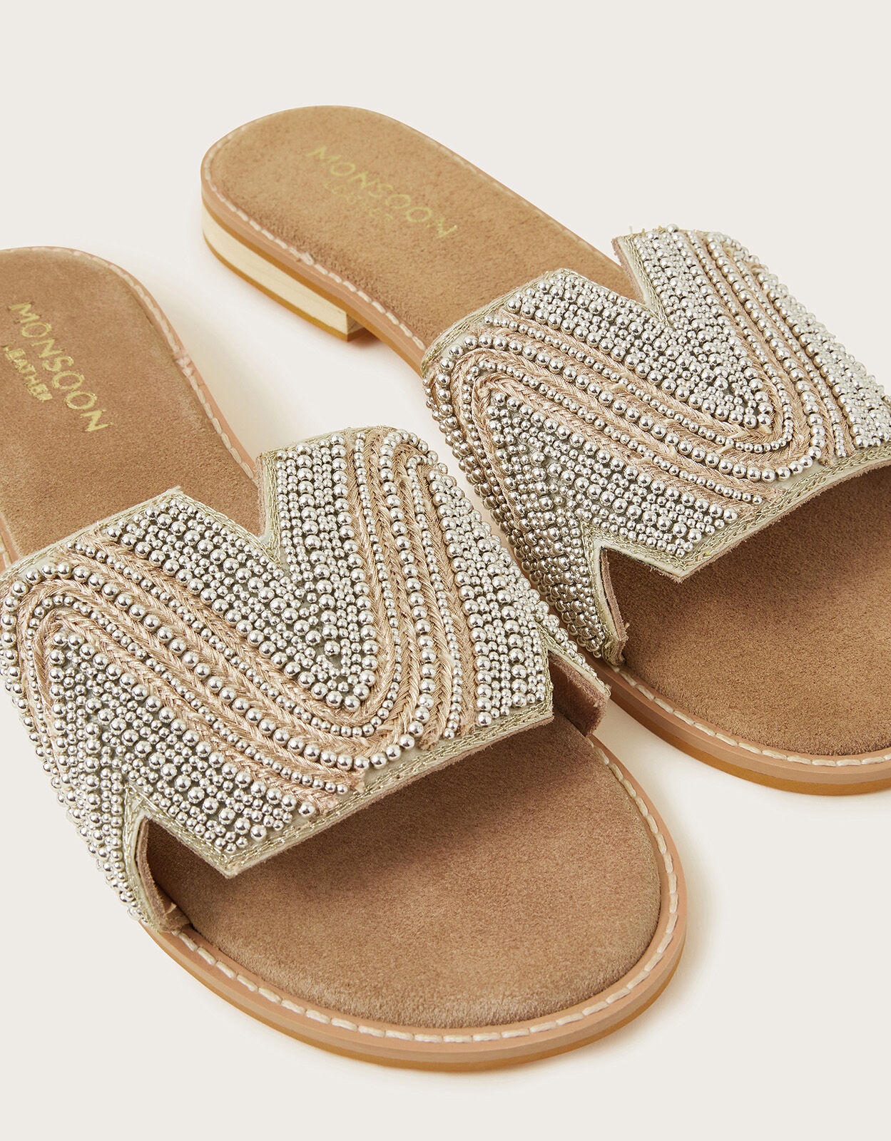 Beaded slip hot sale on sandals