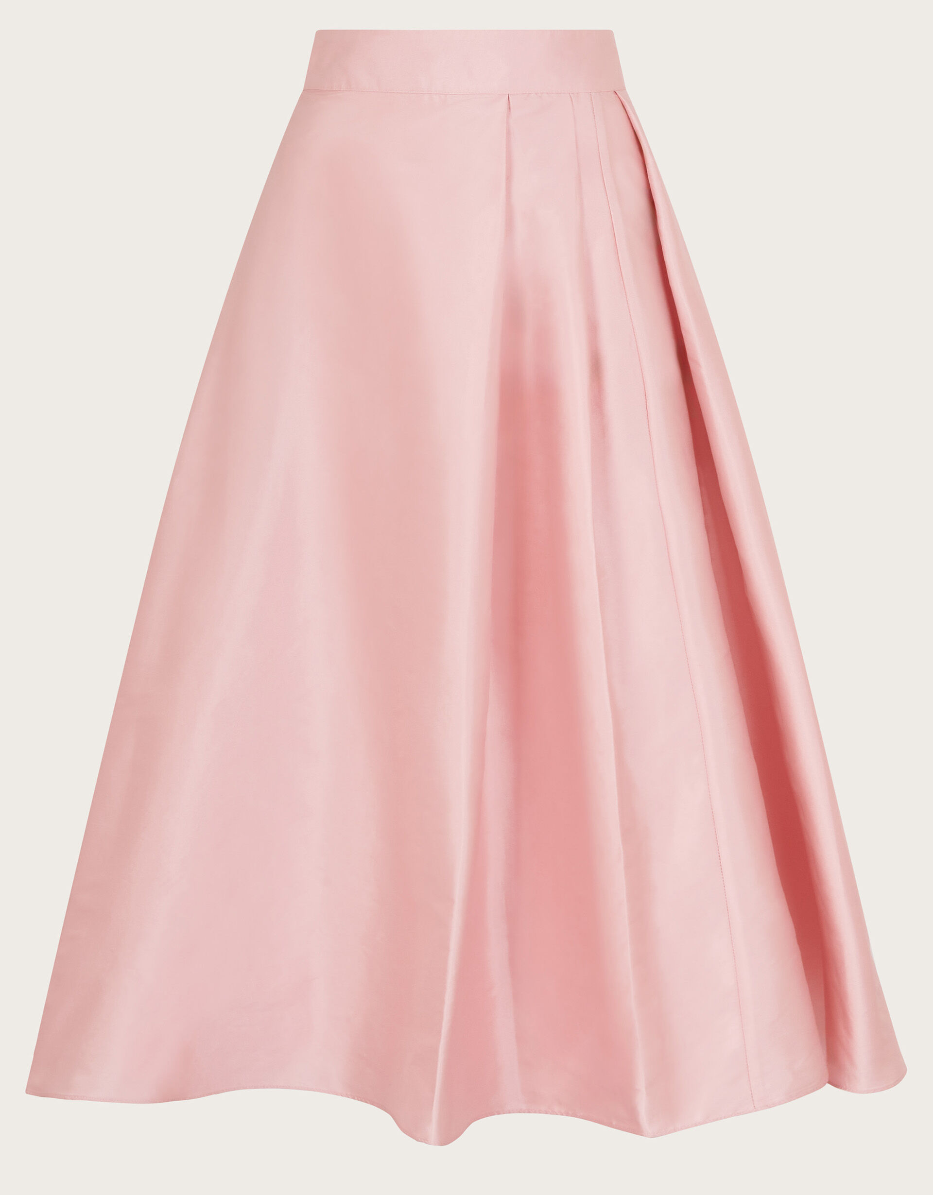 Tanya Taffeta Pleated Midi Skirt Pink