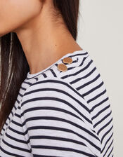 Saskia Metallic Stripe Top, Ivory (IVORY), large