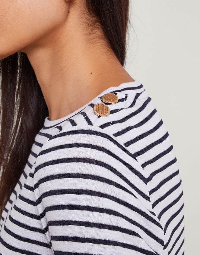 Saskia Metallic Stripe Top, Ivory (IVORY), large