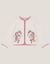 Unicorn Embellished Quilted Jacket, Ivory (IVORY), large