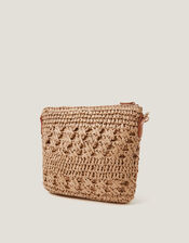 Amber Raffia Crochet Cross-Body Bag, , large