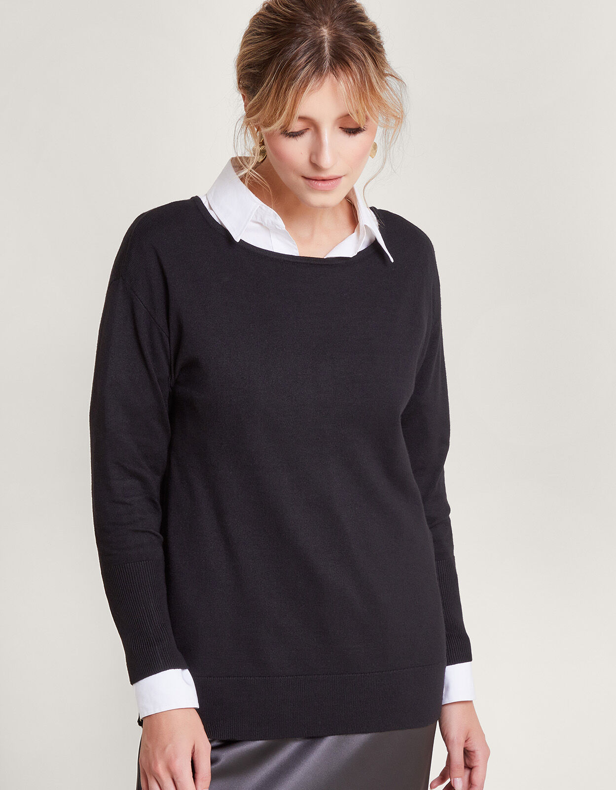Slash Zip Detail Jumper with LENZING ECOVERO Black