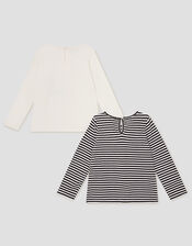 2-Pack Long Sleeve Monochrome Tops, Black (BLACK), large