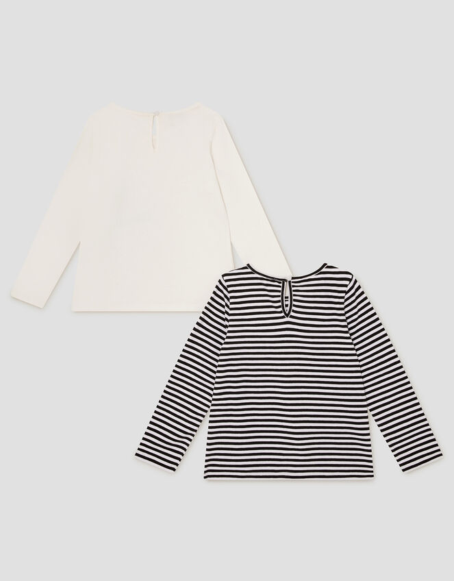 2-Pack Long Sleeve Monochrome Tops, Black (BLACK), large