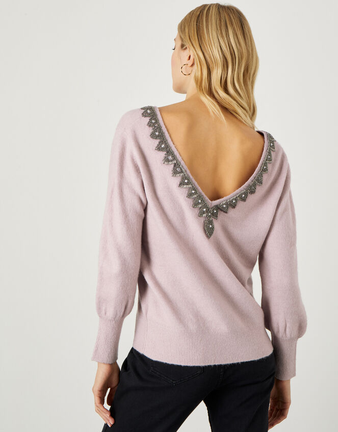 Embellished Back Detail Jumper , Pink (PINK), large