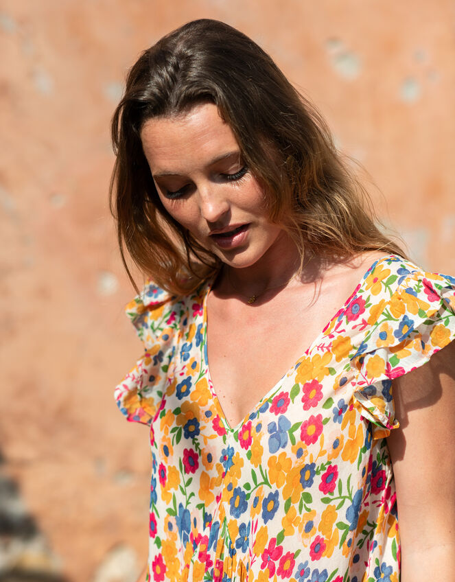 La Galeria Elefante Mediterranean Floral Maxi Dress, Multi (MULTI), large