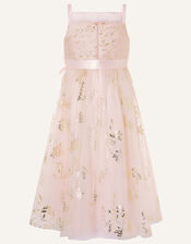 Foil Print Jacquard Maxi Dress , Pink (PINK), large
