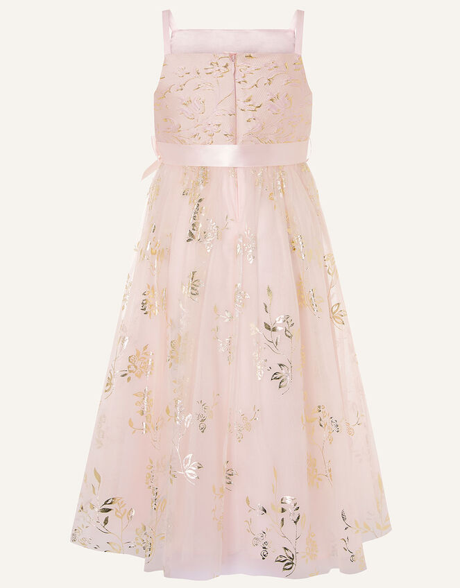 Foil Print Jacquard Maxi Dress , Pink (PINK), large