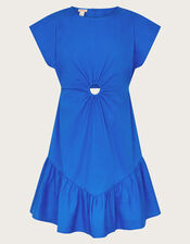 Short Sleeve Cut-Out Dress, Blue (BLUE), large
