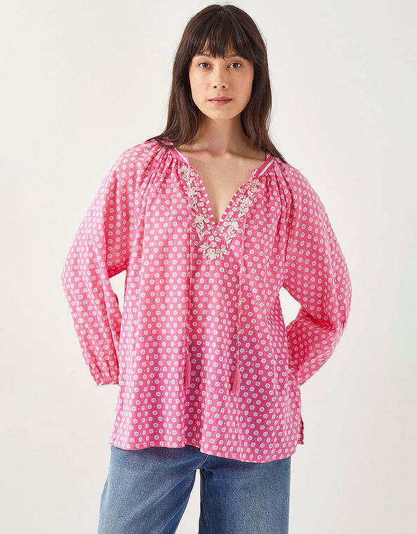 East Millie Floral Print Top, Pink (PINK), large