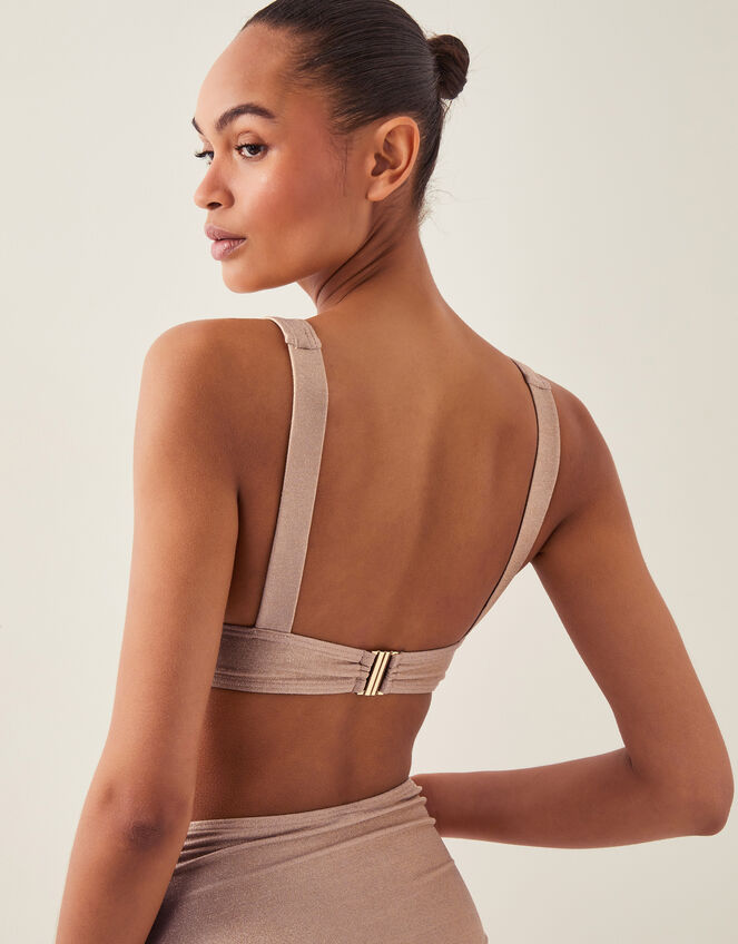 Kiki Glitter Triangle Bikini Top Gold