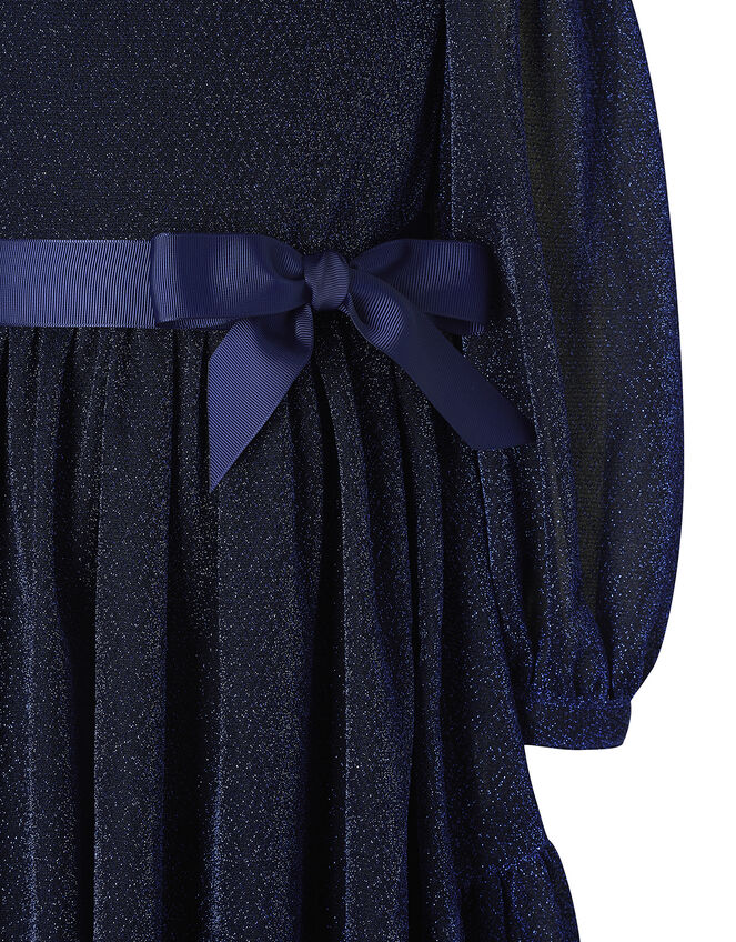 Sparkle Long-Sleeve Dress, Blue (NAVY), large