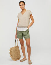 Wallace T-Shirt in Pure Linen, Natural (STONE), large