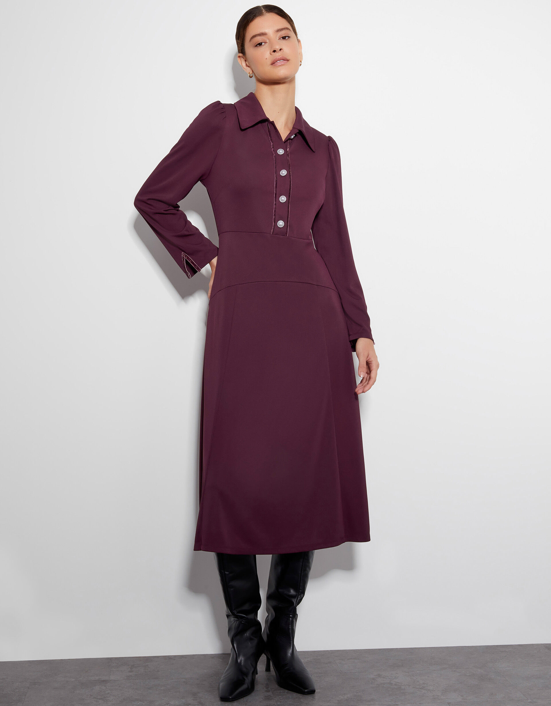 Jade Jersey Shirt Dress Red