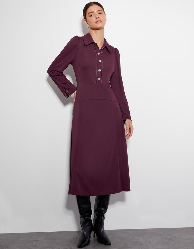 Jade Jersey Shirt Dress, Red (RED), large