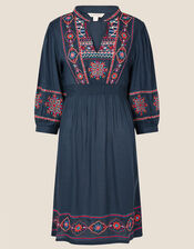 Embroidered Dress in LENZING™ ECOVERO™, Blue (NAVY), large